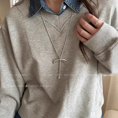 Pullover-Halskette, lang, doppellagige Kette - 3