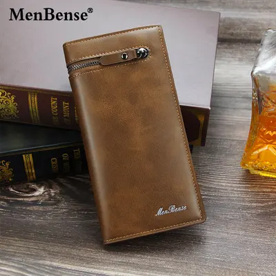 Large-Capacity Men's Long Wallet with Zipper and Card Slots