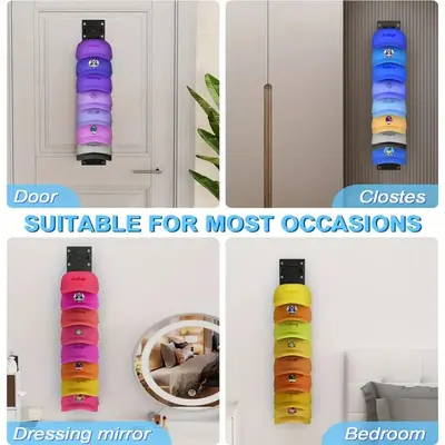 Self-Adhesive Wall-Mounted Baseball Cap Organizer, Multi-Layer Cap Display Shelf