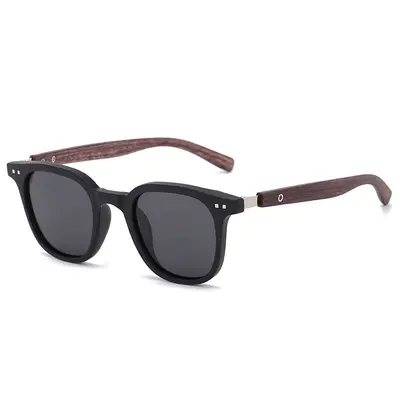 Retro Sunglasses with Wood Grain Temples, UV Protection, Unisex - 7