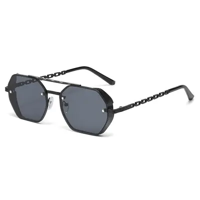 Polarized Men's Sports Sunglasses Metal Frame Double-Bridge Retro Style - 6
