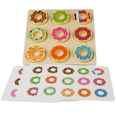 Holz Donut-Zuordnungspuzzle, Farberkennung Lernspielzeug ab 2-3 Jahren - 5