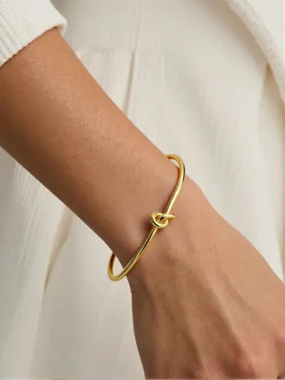 Unisex Stainless Steel Open Cuff Bracelet, 18K Gold