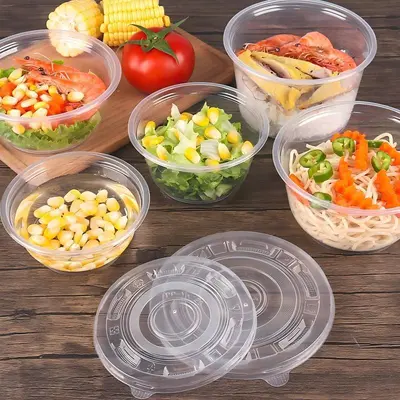 Einweg-Kunststoffschüssel transparent mit Deckel, Lunchbox - 5