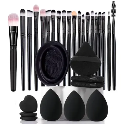 30-teiliges Makeup-Pinsel-Werkzeugsortiment, komplettes Set, Anfänger-geeignet, tragbar, Reise-Makeup-Schwämme, komplettes Make-up-Set - 7