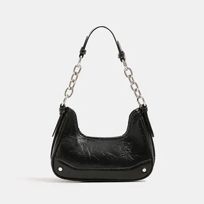 Damen-Achseltasche mit Silberkette, Schultertasche - 8