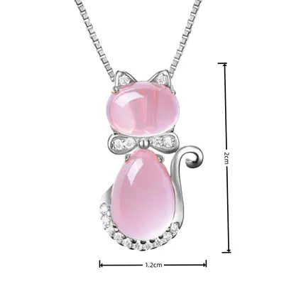 Koreli stil kolye kedi tasarımı kuvars kristal - 3