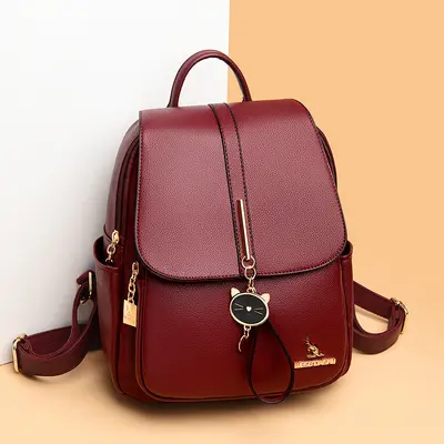Women's Soft Leather Backpack, Large Capacity, 2026 Casual Style - 8