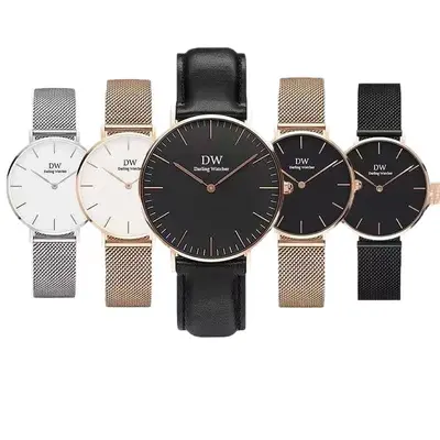 Couple quartz watch, steel band, DW style