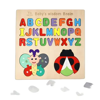 Holz-Lernpuzzle Buchstaben und Zahlen, geometrische Formen Greifbrett