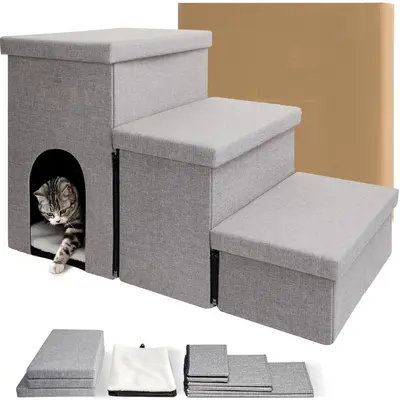 Foldable Pet Dog Stairs for Bed and Sofa, Small Dog Climbing Steps - 8