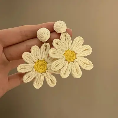 Qisi Miaoxiang ~ Farbenfrohe Dopamin Stoff-Perlen Ohrringe Damen Ohrstecker Strandurlaub Stil Ohrringe Ohrklemmen - 10