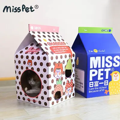MISSPET Milchkarton-Katzenkratzbrett, Wellpappe-Katzenhaus - 5