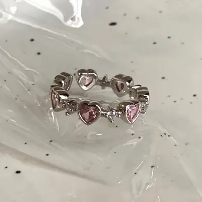 925 silver Korean style asymmetric adjustable ring, women's - 7