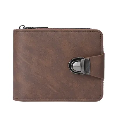 Men's Short Zipper Wallet, Large Capacity, Multi-Card Slots, Retro Coin Purse - 6
