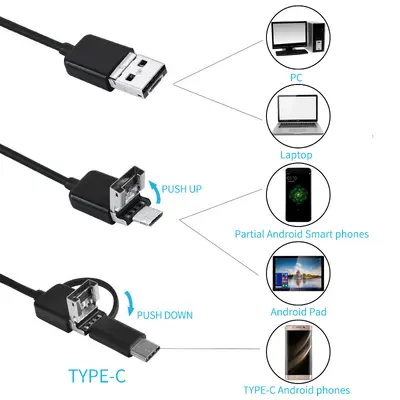 Endüstriyel boru hattı ve otomotiv klima sistemleri incelemesi için 5,5/7 mm üçü bir arada endoskop, 1-10M yeraltı boru hattı kaçak dedektörü. - 5