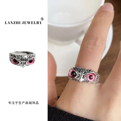 925er Silber Eulen-Ring Vintage-Stil Designer - 12
