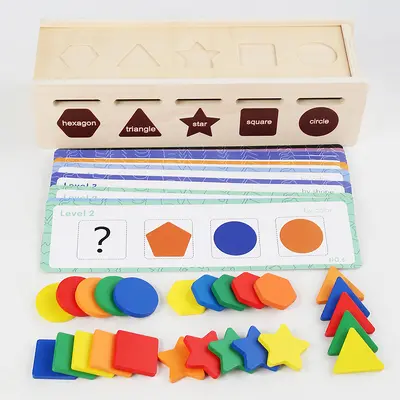 Holz-Lernspielzeug Sortierbox mit Farben und Formen, Feinmotorik - 5