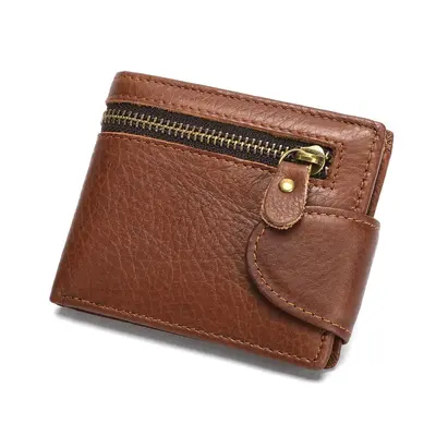 Crazy Horse Leather Men's Short Wallet, Genuine Top-Grain Cowhide - 10