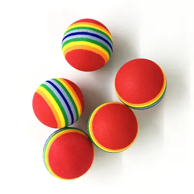 Pet Super Q Striped Rainbow Ball Foam Ball Dog Toy Cat Rainbow Ball Pet Supplies In Stock Wholesale
