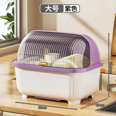 Kitchen Tableware Storage Box with Drain and Dust Protection - 11
