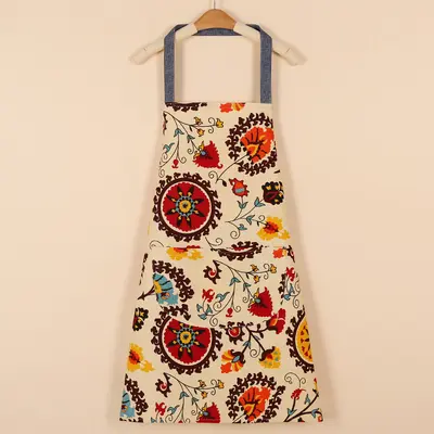 Ethnic Style Kitchen Apron, Stain and Oil Resistant Cotton, Unisex