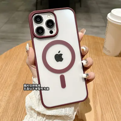 Apple 16 cep telefonu kılıfı şeffaf manyetik iPhone 15 promax koruyucu kapak buzlu akrilik 14 basit uyumlu - 5