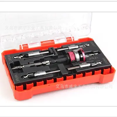 Aluminum Alloy Quick-Change Countersink Drill Bit Set with Stopper, 7-Piece Wood Step Dril
