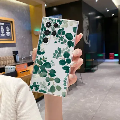 Samsung S21/S22 green leaf transparent case full coverage shockproof