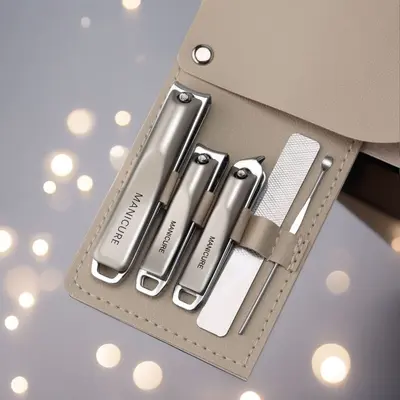 Stainless steel nail care set, 5-piece, rotating case - 10