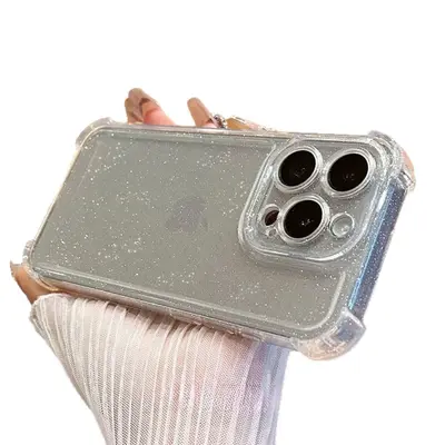 iPhone 16 Pro Max glitter kılıf, dört köşe koruma, yumuşak TPU