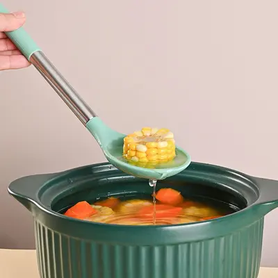 Manufacturer Supply Silicone Kitchen Utensil Set Cooking Spatula Spoon Silicone Serving Spoon Soup Spoon Non-stick Pot High Temperature Resistant