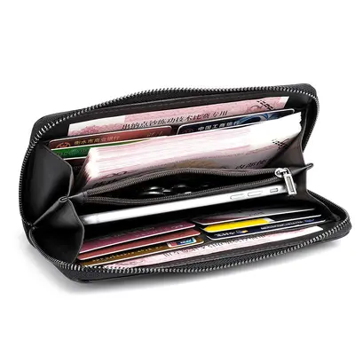 Sachi Kangaroo Men's Long Leather Wallet with Zipper - 6