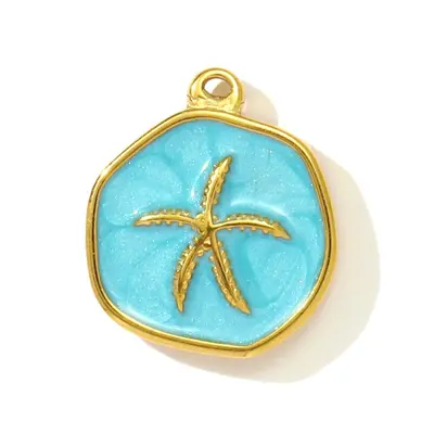 Starfish and Coconut Tree Titanium Steel Drop Earrings and Pendant, DIY Jewelry Accessory