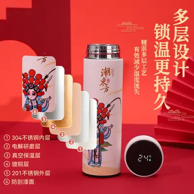 新款高颜值304不锈钢保温杯智能显温商务办公杯大容量国潮礼品杯