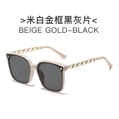 Large-Frame Women's Sunglasses with Chain Temples, UV Protection - 11