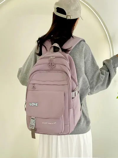 Color-Block School Backpack, Multi-Layer, Large Capacity - 2