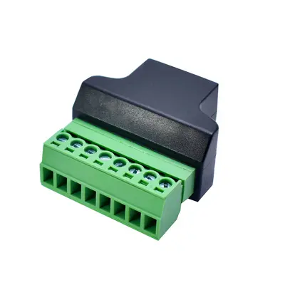 RJ45 - 8 pin yeşil terminal, lehimsiz 8P8C dişi konnektör