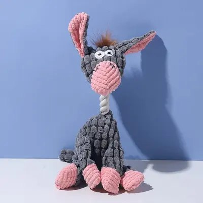 Dog Squeaky Donkey Toy Durable Plush Chew Toy - 7