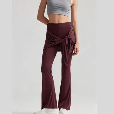Neues Yoga-Schlaghose-Damen-Langhose mit Nackt-Gefühl, Drape-Fall, abnehmbarem Rockteil gegen Verlegenheit, Fitnesshose zum Außentragen, blickdicht gegen Peinlichkeit - 11