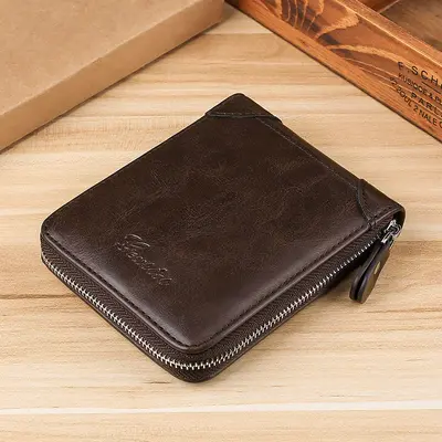 Men's Bi-Fold Short Zipper Coin Wallet - 8