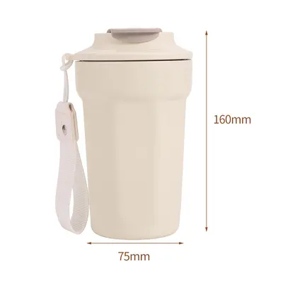 Hochwertige 316er Edelstahl-Thermoskanne, achteckige Kaffeetasse, tragbar mit Seil, Werbeartikel für den Außenbereich, kundenspezifisches Trinkglas - 6