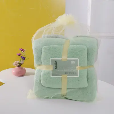 Thickened bath towel set coral fleece parent-child - 10