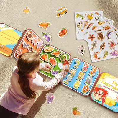 Grenzüberschreitend beliebtes Frühförder-Stillbuch für Babys und Kleinkinder, Kognitionsspielzeug mit Klettverschluss, Lernkarten zum Lesen und Buchstabenlernen für Babys, Einstiegs-Reißbuch