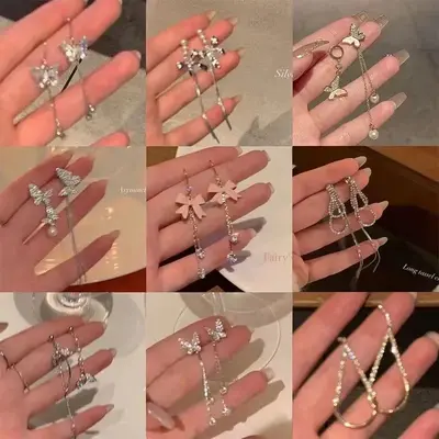 Bow tassel earrings for women, niche design - 2