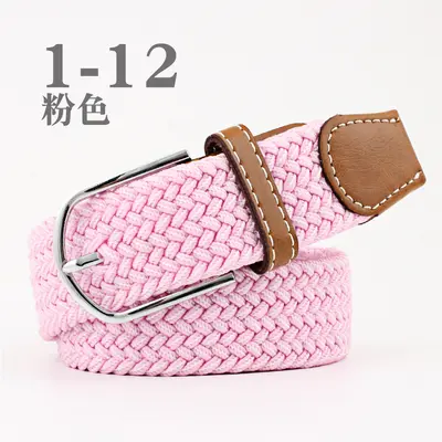 Popular online women's canvas belt men's elastic belt casual elastic woven needle buckle belt wholesale - 10