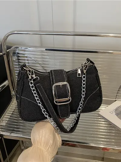 Kleine quadratische Damenhandtasche mit Kettenriemen, Leichtluxus-Optik, Herbst 2025 - 3
