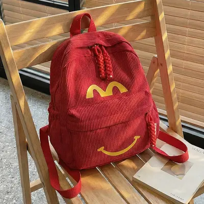 Corduroy Children's Backpack, Large Capacity Schoolbag for Primary and Middle School Stude - 3