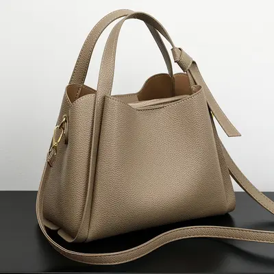 Soft Leather Women's Shopping Basket Style Shoulder Bag