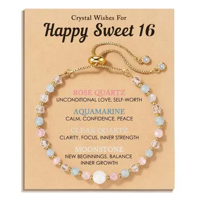 Pregnancy Bracelet with Natural Stones: Obsidian, Aquamarine, Moonstone